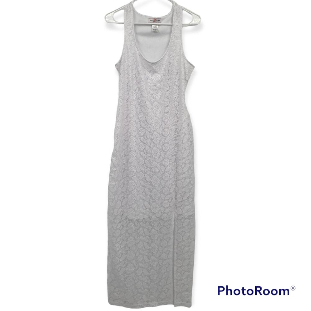 Stitch Btween White Beach Wedding Lace Maxi Dress Sleeveless Large